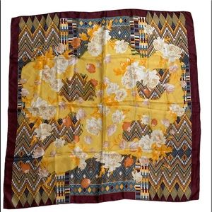 Uterque 100% Silk Scarf with flowers and geometric designs
